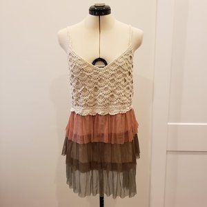 JAZZIE Tiered Crocheted Top with Adjustable Straps Size 2 X